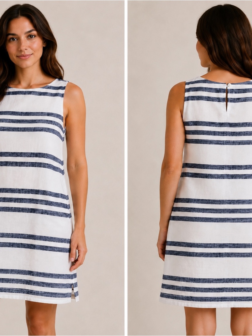 beachlunchlounge Navy and White Striped Sleeveless Coverup Dress